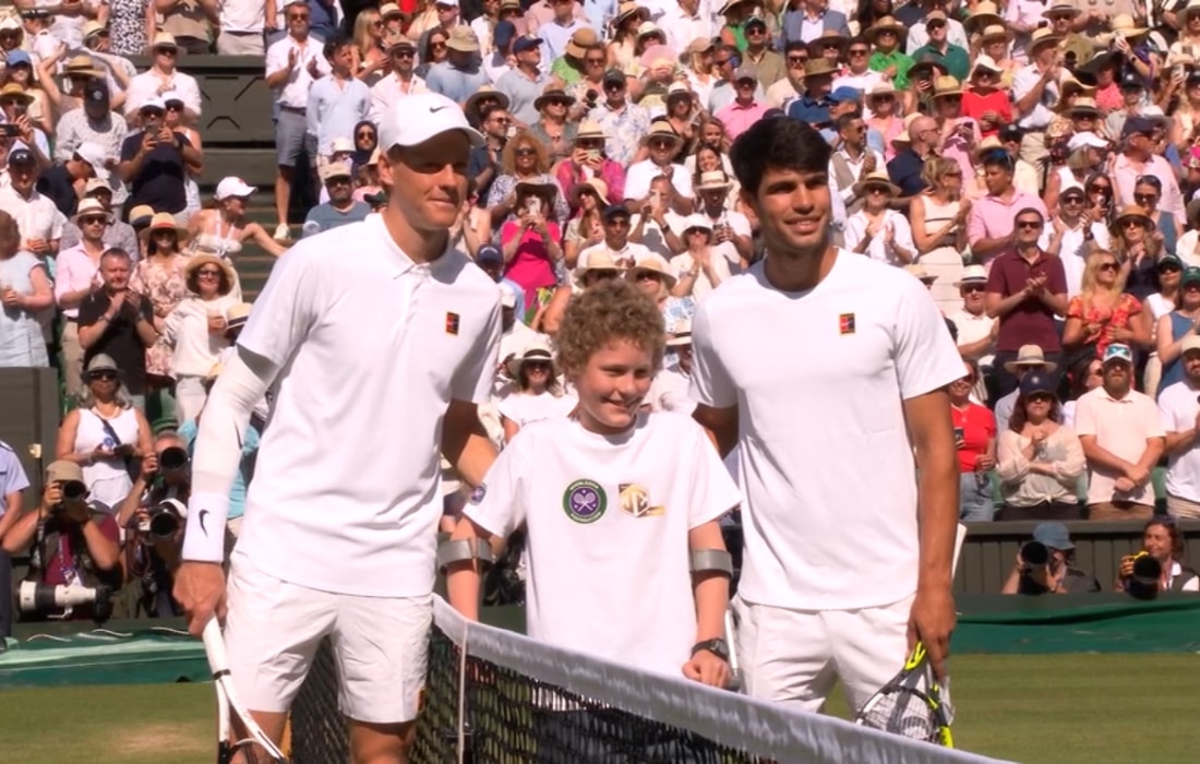 Ambrose with the Wimbledon Men's Finals, Sinner and Alcaraz, after the coin toss